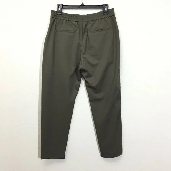 All Saints Size 6 Green Pleated Front Tapered Leg Pull On Stretch Trouser Pants - Picture 4 of 12